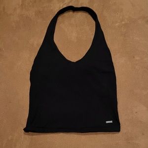 Hollister Slim Fit Cropped Halter Tank Black Like New